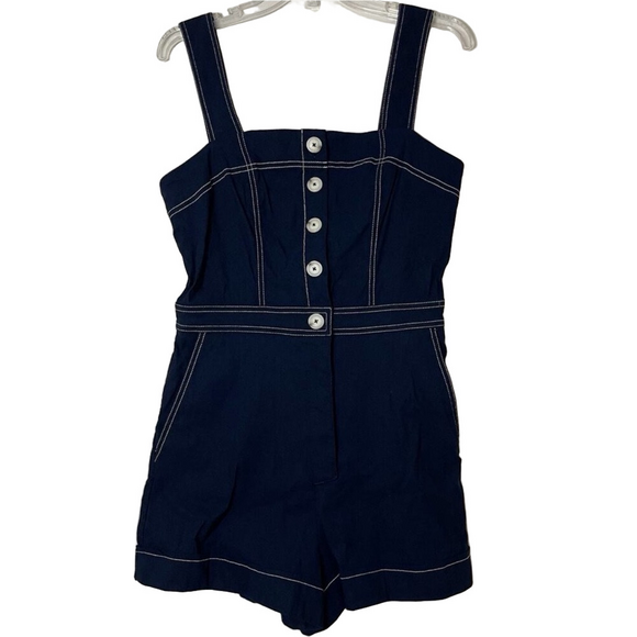 NWOT Maeve for Anthropologie Portside Navy Blue Romper size  12 - Picture 3 of 12